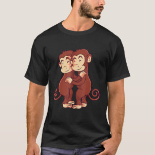 Camiseta Macaco Crianças Meninas Meninas Meninas Mulheres