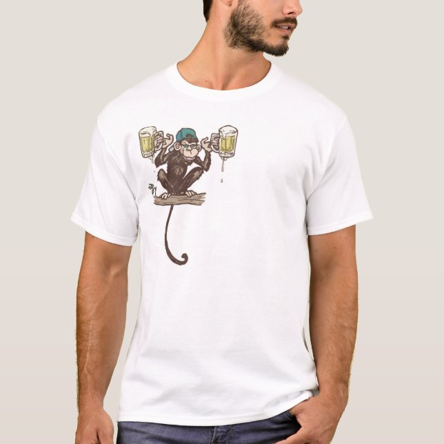 Camiseta Macaco da cerveja por estúdios de Mudge (Frente)