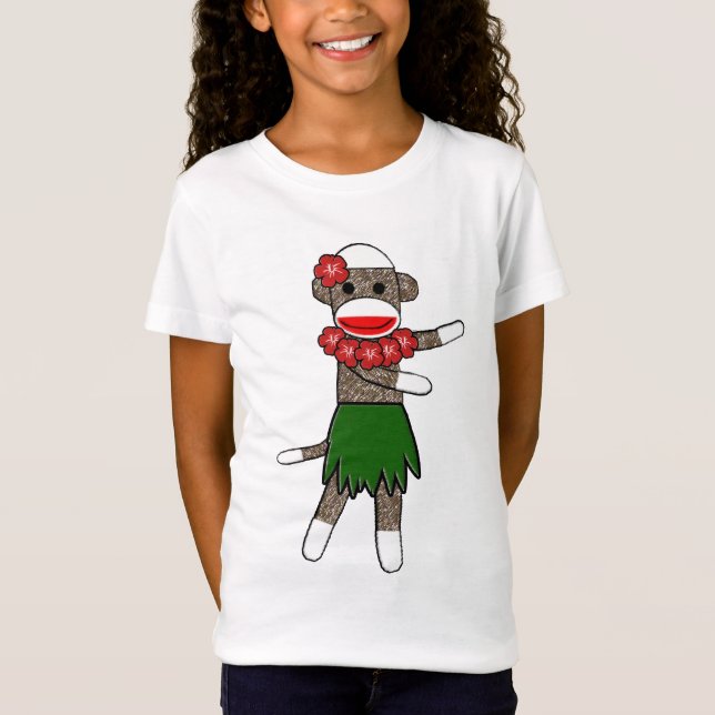 Camiseta Macaco da peúga de Hula - boneca das meninas (Frente)