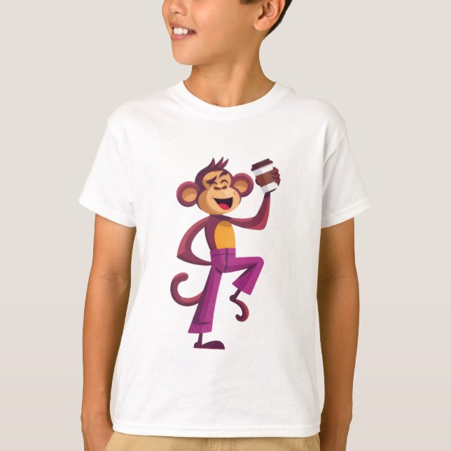 Camiseta “Macaco Dançante com Café” (Frente)