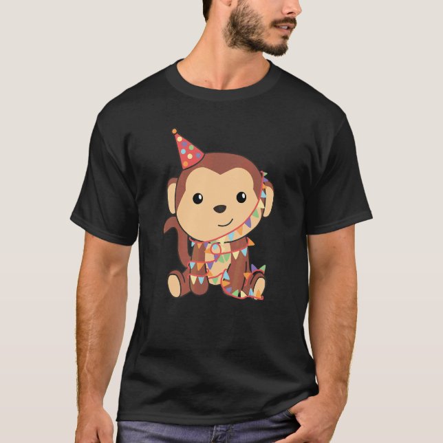 Camiseta Macaco De Aniversário Para Crianças Um Macaco De A (Frente)