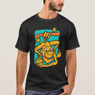 Camiseta Macaco De Aniversário Segurando Bolo Pega Na Árvor