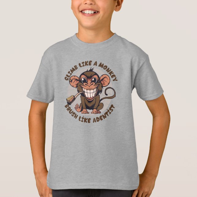 Camiseta Macaco de Cartoon Reproduzido | Crianças (Frente)