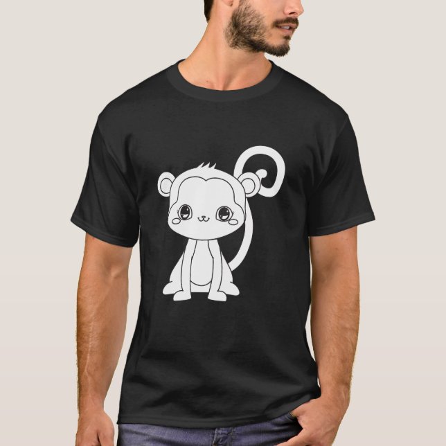 Camiseta Macaco de Desenho Animado Fofo (Frente)
