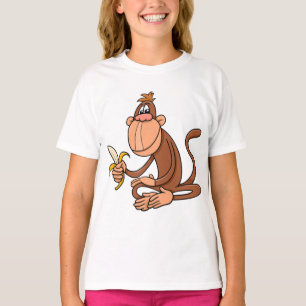 Camiseta Macaco de desenho animado fofo com banana animal e
