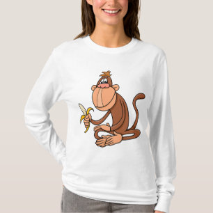 Camiseta Macaco de desenho animado fofo com banana animal e