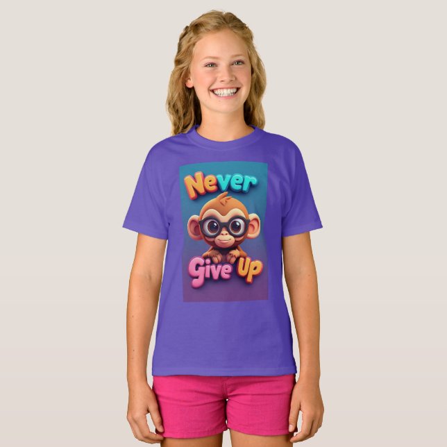 Camiseta Macaco de desenho animado fofo com óculos (Frente Completa)