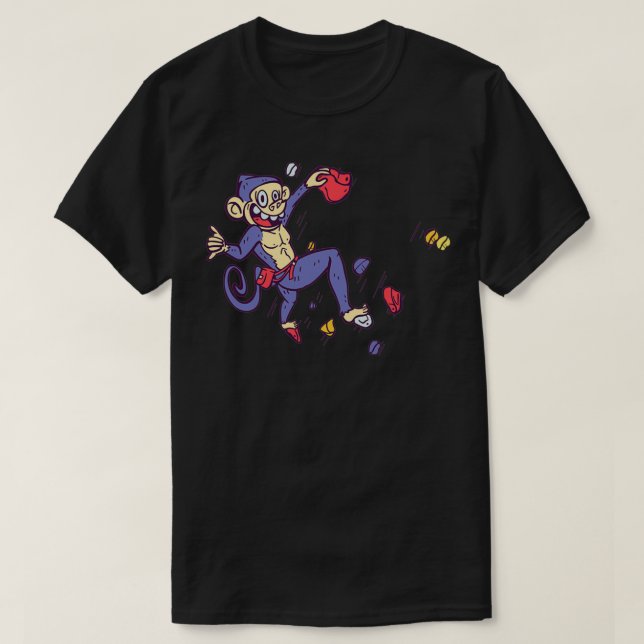 Camiseta Macaco de Escalada Livre e Escala de Pedra (Frente do Design)