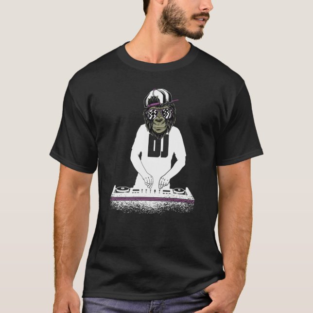 Camiseta Macaco de Jockey de Disco DJ 1 (Frente)