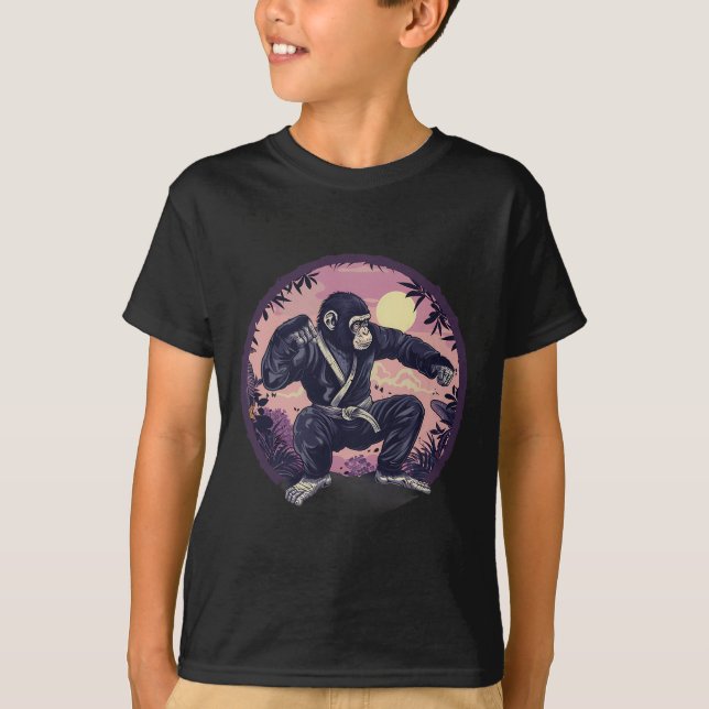 Camiseta Macaco de Karatê Natureza Lua Mma Kickboxing Amant (Frente)