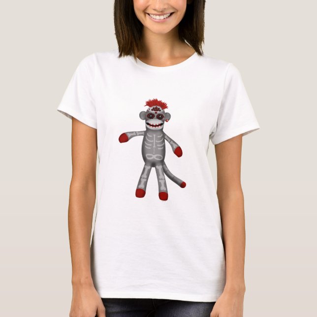 Camiseta Macaco de meia Crânio de Açúcar Dia dos Mortos (Frente)