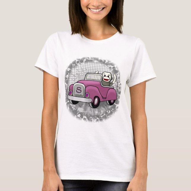 Camiseta Macaco de Meia Dirigindo Carro (Frente)