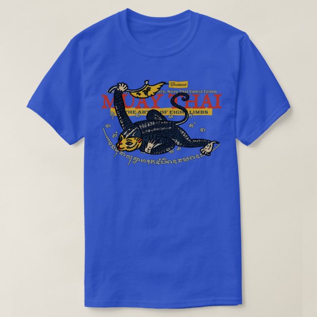 Camiseta Macaco de Tatuagem Tailandês Clássico Muay (Frente do Design)