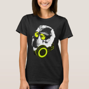 Camiseta Macaco Dj Com Fones de ouvido E Festa De Óculos De
