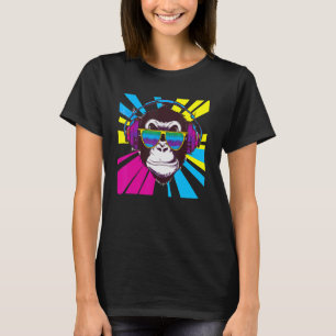 Camiseta Macaco DJ com Fones de ouvido e óculos de sol