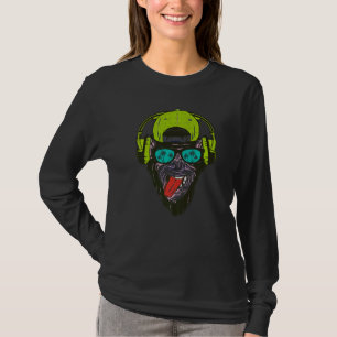 Camiseta Macaco Dj De Headphones Óculos De Sol Rave Techno 