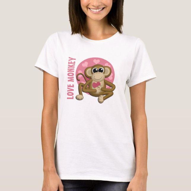 Camiseta Macaco do amor - macaco bonito com o t-shirt (Frente)