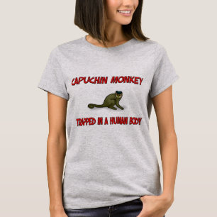 Camiseta Macaco do Capuchin prendido em um corpo humano