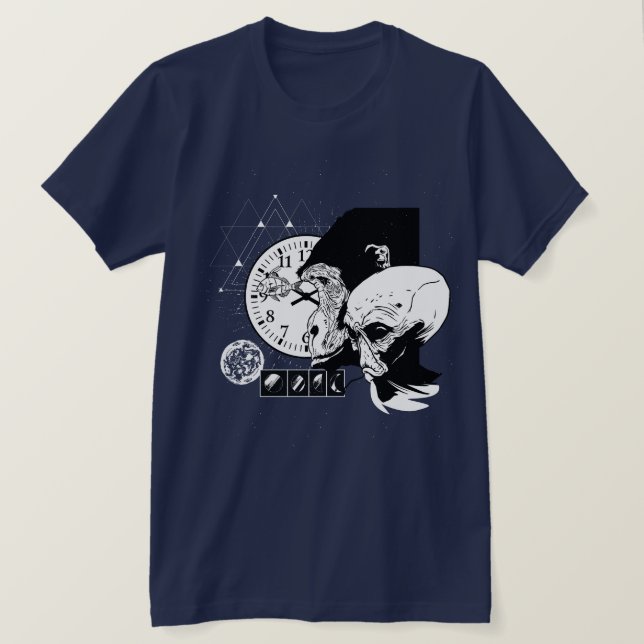 Camiseta Macaco do Espaço abstrato (Frente do Design)