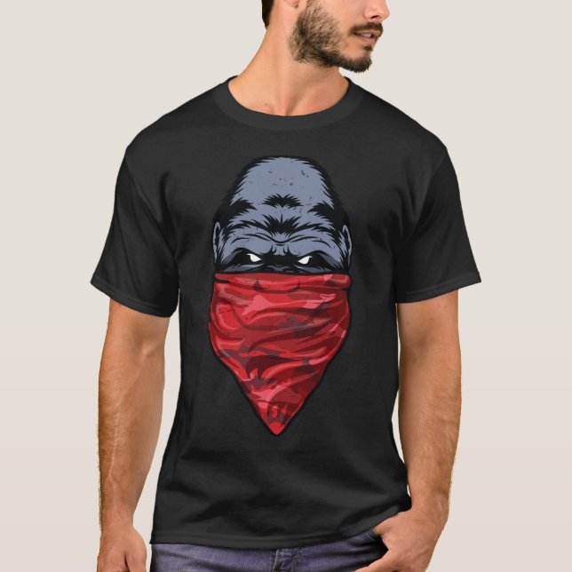 Camiseta Macaco do gângster do gorila que veste um Bandanna (Frente)