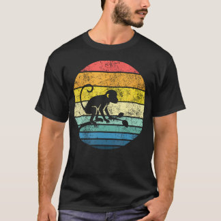 Camiseta Macaco do Pôr do Sol no Galho Colorido Estilo 80