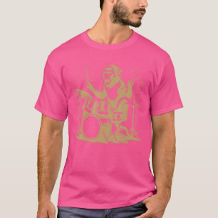 Camiseta Macaco Drummer Jogando Tambores Vintage Art Mackey