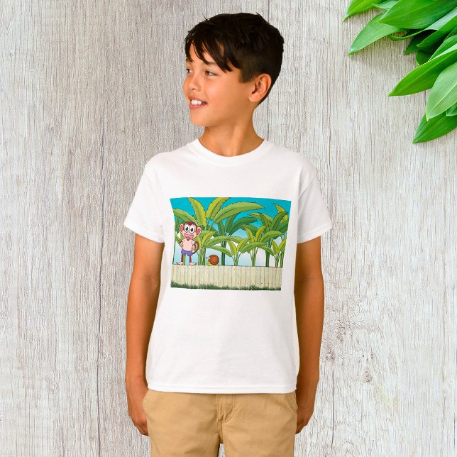 Camiseta Macaco e caracol na cena tropical da selva (Criador carregado)