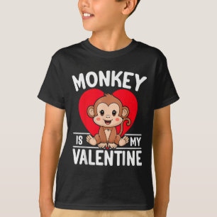 Camiseta Macaco é meu coração de valentim Macaco fofo