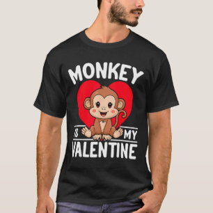Camiseta Macaco é meu coração de valentim Macaco fofo do di