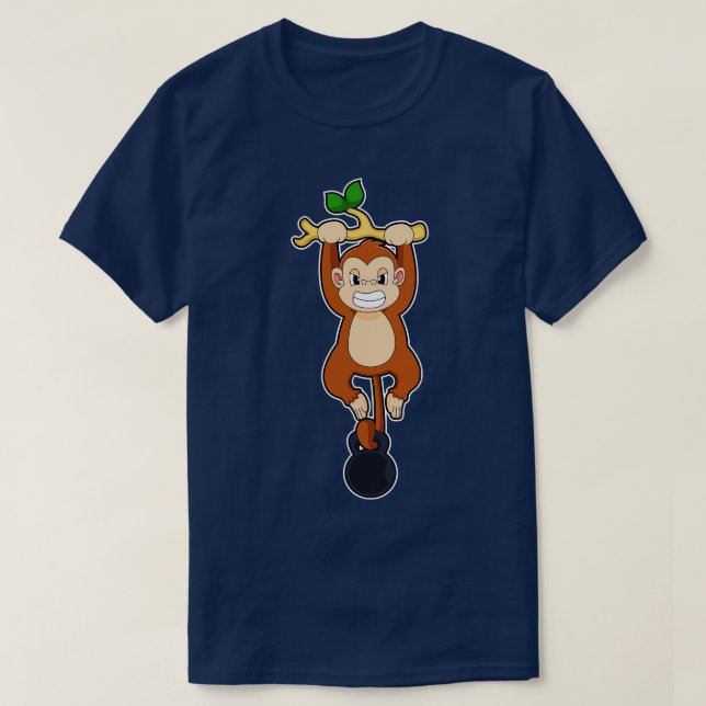 Camiseta Macaco em Fortalecimento com Dumbbell (Frente do Design)