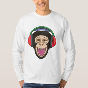 Camiseta Macaco em Música com Fone de Ouvido