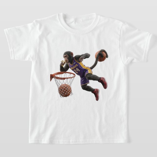 Camiseta Macaco Engraçado Atleta Cauda Slam Dunk Basquetebo (Postura )