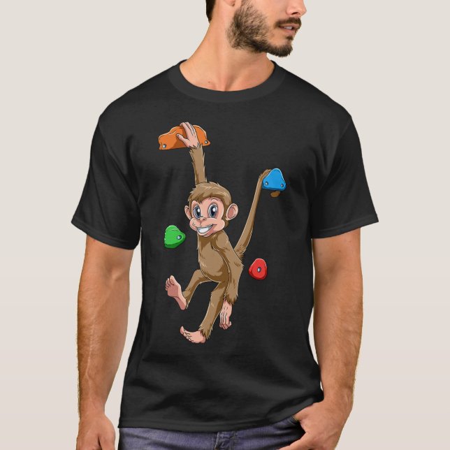 Camiseta Macaco engraçado de escalada e bouldering  (Frente)