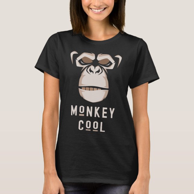 Camiseta Macaco Engraçado Diversão Legal Chimp Prata Animal (Frente)