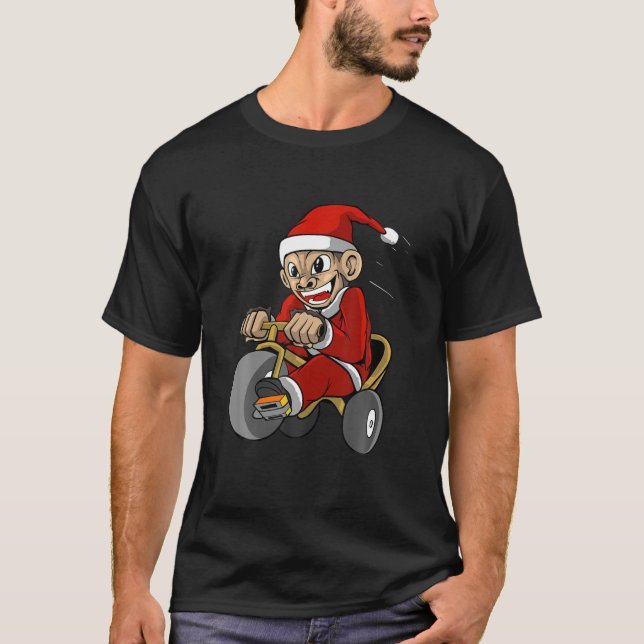 Camiseta Macaco Engraçado Natal Papai Noel (Frente)