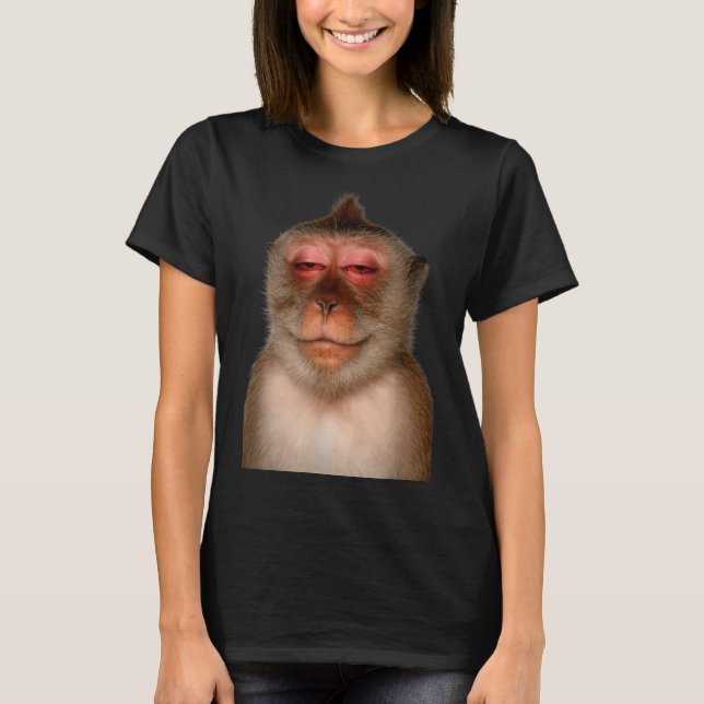 Camiseta macaco engraçado sonolento meme primata cansado  (Frente)