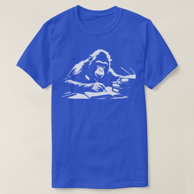 Camiseta macaco escrevendo um livro (Frente do Design)