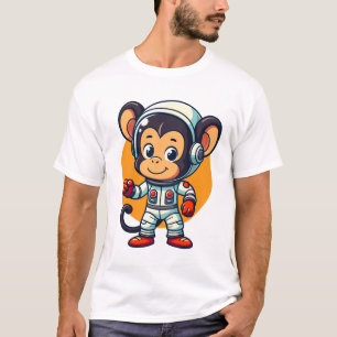 Camiseta Macaco Espacial Fofo Mascote de Astronauta de Dese