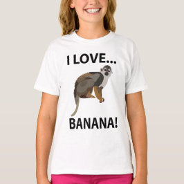 Camiseta Macaco Eu Amo Macaco Banana Crianças