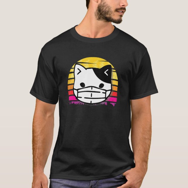 Camiseta Macaco Face Máscara Retrô Japonês Neko Cuide Anima (Frente)