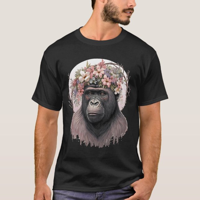 Camiseta Macaco Floral Gorilla Flower Crown (Frente)