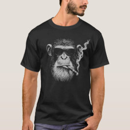 Camiseta macaco gangster com óculos pretos e charuto
