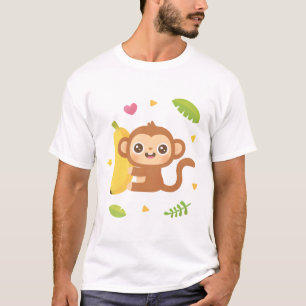 Camiseta Macaco-gato e padrão de banana