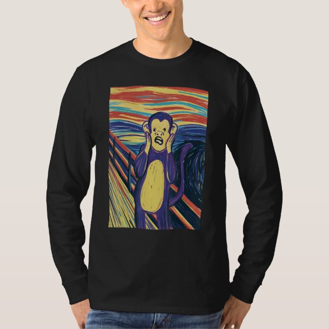 Camiseta Macaco Gritar Munch Pintando O Macaco Gritar (Frente)