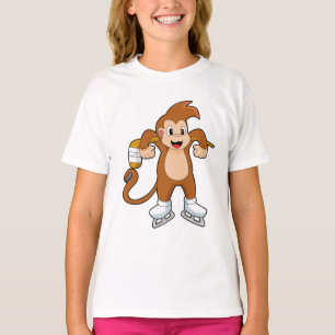 Camiseta Macaco Hóquei no gelo Taco de hóquei no gelo