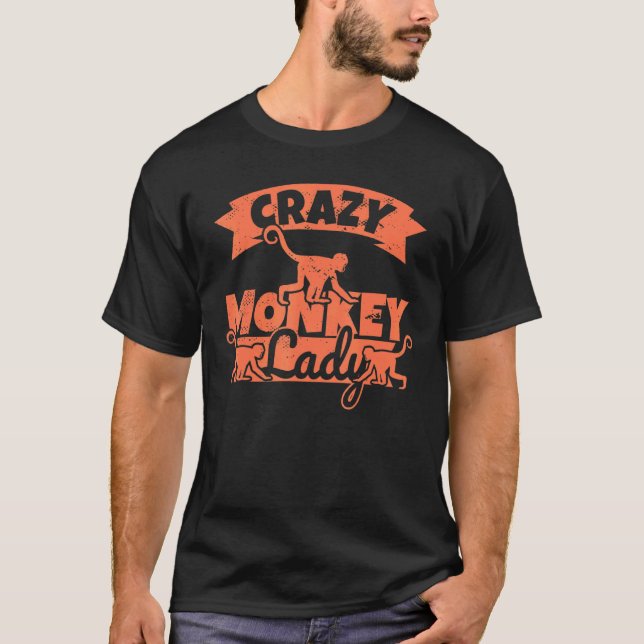 Camiseta Macaco Louco Senhora Mulher Humor Macaco (Frente)