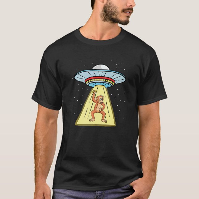 Camiseta Macaco-Macaco Abdução Da Ufo (Frente)