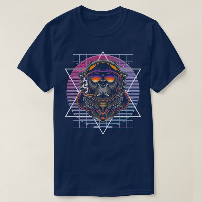 Camiseta Macaco-macaco Astr. de Aestética Vaporwave de Arte (Frente do Design)