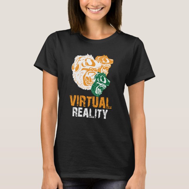 Camiseta Macaco Macaco Jogador de Jogos da Realidade Virtua (Frente)