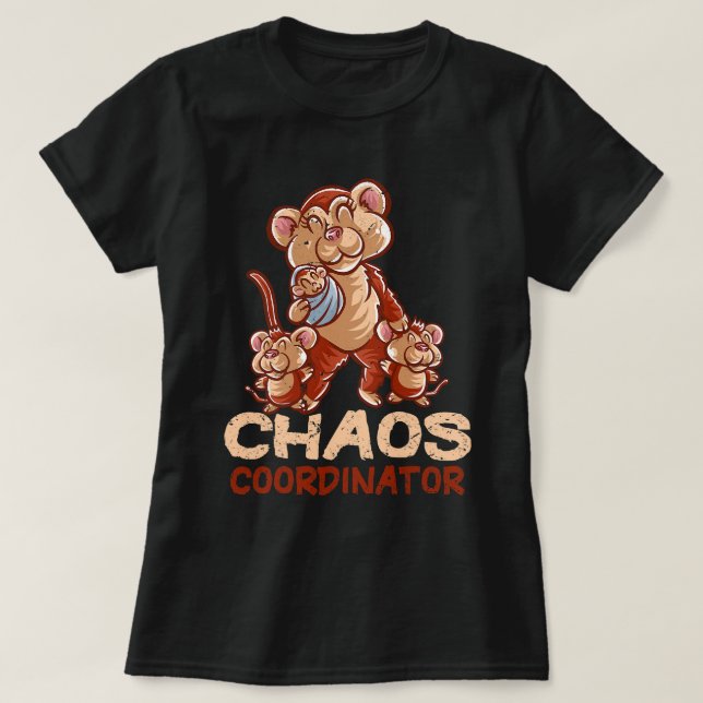 Camiseta Macaco Mãe Mamãe Coordenadora Chaos Chimpanzee Mot (Frente do Design)